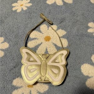 Butterfly Shaped Crossbody Gold and White Purse